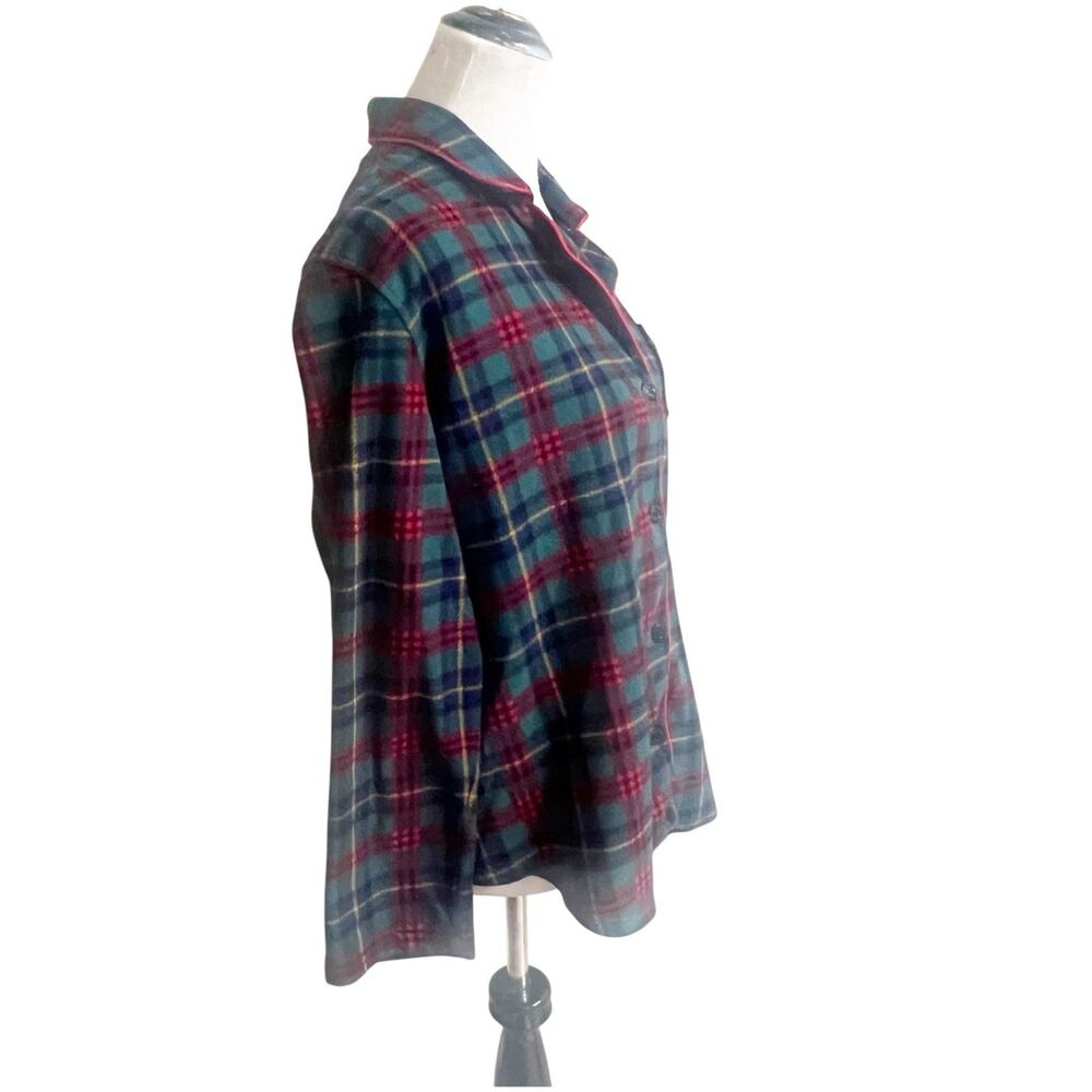 Lauren Ralph Lauren Women’s Monogram Plaid Flannel Pajama Top Button Front Med - Picture 2 of 10